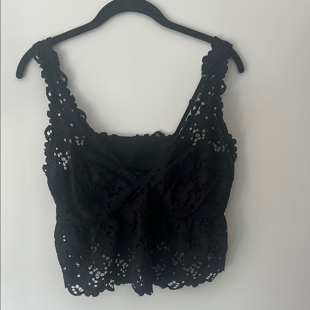 Black Lace Cropped Camisole